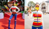 Hoa hậu H’Hen Niê đeo khẩu trang, diện jumpsuit khoe đường cong hoàn hảo cổ vũ thể thao