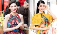 Á hậu Phương Anh - Ngọc Thảo mang không khí Tết đến sớm với trang phục áo dài rực rỡ