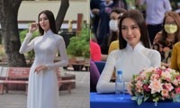 Hoa hậu Thùy Tiên diện áo dài về thăm trường cấp 3, ghi điểm tuyệt đối bởi sự thân thiện