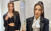 Hoa hậu Đỗ Thị Hà biến hóa phong cách với suit đen, tạo dáng &quot;cool ngầu&quot; ở thang máy