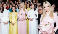 Miss World 2021 Karolina Bielawski mặc áo dài hồng, catwalk cùng Hoa hậu Lương Thùy Linh