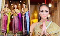 Hoa hậu R&apos;Bonney Gabriel diện trang phục truyền thống Đông Nam Á, fan chờ cô mặc áo dài