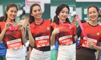 Tiền Phong Marathon 2023: Dàn Hoa - Á hậu khoe huy chương sau khi hoàn thành đường chạy