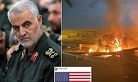 Ông Qassem Soleimani (trái) và hiện trường vụ tấn công (phải). Ảnh: Daily Mail