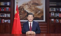 Chủ tịch Tập Cận Bình phát biểu mừng năm mới. Ảnh: Tân Hoa Xã