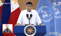 Ông Duterte phát biểu trực tuyến trong phiên họp ngày 21/9 của Đại hội đồng Liên Hợp Quốc. Ảnh: Manila Bulletin