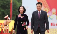 Ủy viên Bộ Chính trị, Bí thư Trung ương Đảng, Trưởng ban Dân vận Trung ương Trương Thị Mai và Bộ trưởng Bộ Tư pháp Lê Thành Long đến dự đại hội.