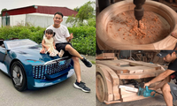 Ông bố Việt &quot;gây sốt&quot; mạng xã hội khi tự tay chế tạo xe Audi bằng gỗ tặng con gái 
