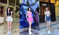 Công thức phối crop-top với váy mini giúp Hoa hậu Thanh Thủy khoe chân dài ngút ngàn