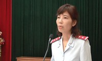 Bà Nguyễn Thị Kim Anh trong buổi công bố quyết định thanh tra ngày 10/4.