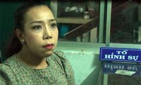 Bà Phạm Lê Hoàng Uyển tại cơ quan điều tra. Ảnh: Công an cung cấp. 