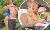 Hailey mặc áo tắm khoét hông táo bạo, ôm hôn ông xã Justin Bieber nồng cháy