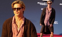 Brad Pitt mặc váy dự thảm đỏ sự kiện ra mắt phim mới