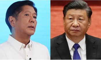 Tổng thống Philippines Ferdinand Marcos Jr. (trái) và Chủ tịch Trung Quốc Tập Cận Bình. (Ảnh: AP)