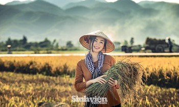 Hoa khôi Tài chính xinh đẹp khi hóa thân thành nông dân trên cánh đồng Mường Thanh