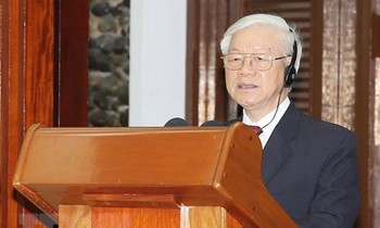 Tổng Bí thư Nguyễn Phú Trọng phát biểu. (Ảnh: Trí Dũng/TTXVN)