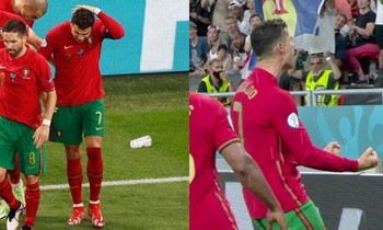 Khán giả bất lịch sự ném chai nước vào Cristiano Ronaldo, như để "trả đũa" cho nhà tài trợ