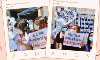 Mát lòng bởi hình ảnh người mẹ cổ vũ con bằng tấm bảng và bó hoa toàn ảnh idol của con