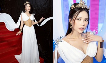 Sam đẹp lộng lẫy như công chúa Hy Lạp, hội ngộ Diệu Nhi trên thảm đỏ Tuần lễ thời trang