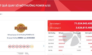 Dãy số may mắn trúng giải Jackpot 71 tỷ đồng vào kỳ quay số tối 23/3.