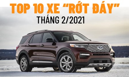 Top 10 mẫu xe bán chậm nhất tháng 2
