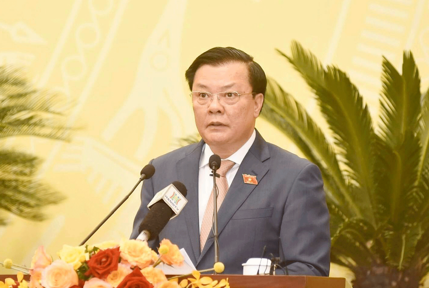Bí thư Thành uỷ Hà Nội Đinh Tiến Dũng phát biểu tại Kỳ họp