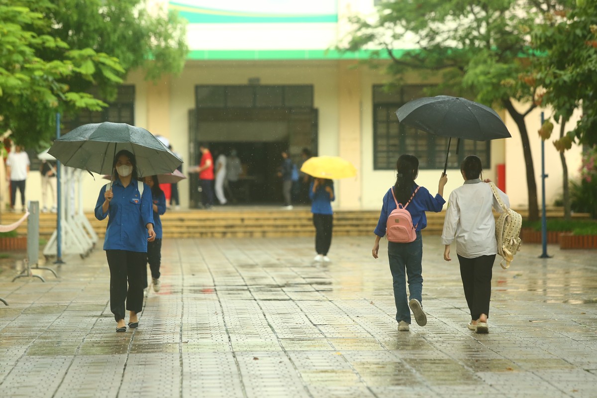 'Áo xanh' tình nguyện đội mưa, che ô cho thí sinh vào phòng thi ảnh 10