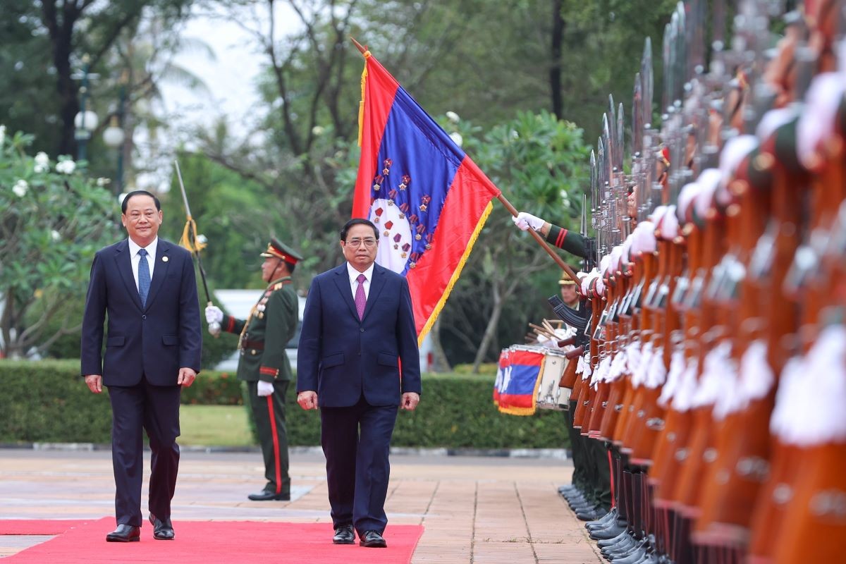 Lễ đón chính thức Thủ tướng Phạm Minh Chính thăm Lào ảnh 2