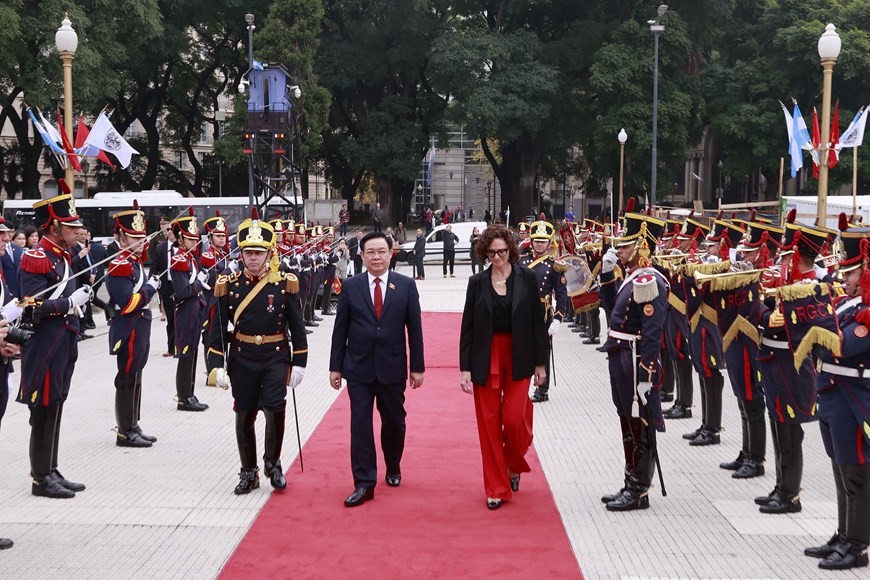 Chủ tịch Quốc hội đặt vòng hoa tại tượng đài Tướng Jose De San Martin ảnh 2