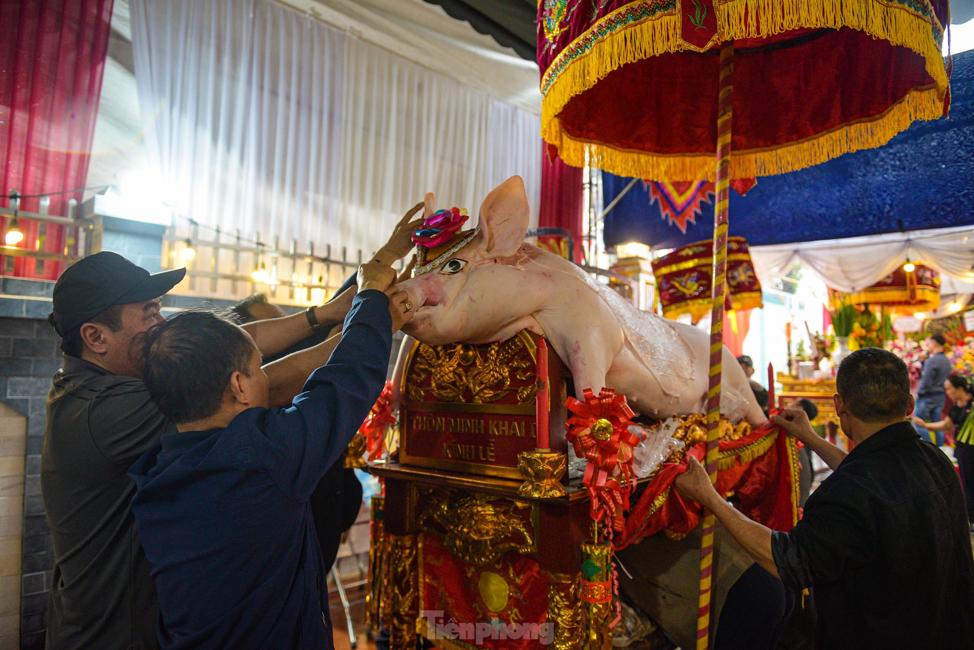 Nghìn người chen chân xem lễ rước ông lợn trên kiệu tại La Phù - Ảnh 2.
