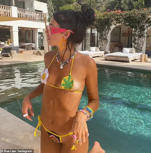 Dua Lipa wears a tiny, fancy bikini, showing off her sexy curves to the fullest in photo 2