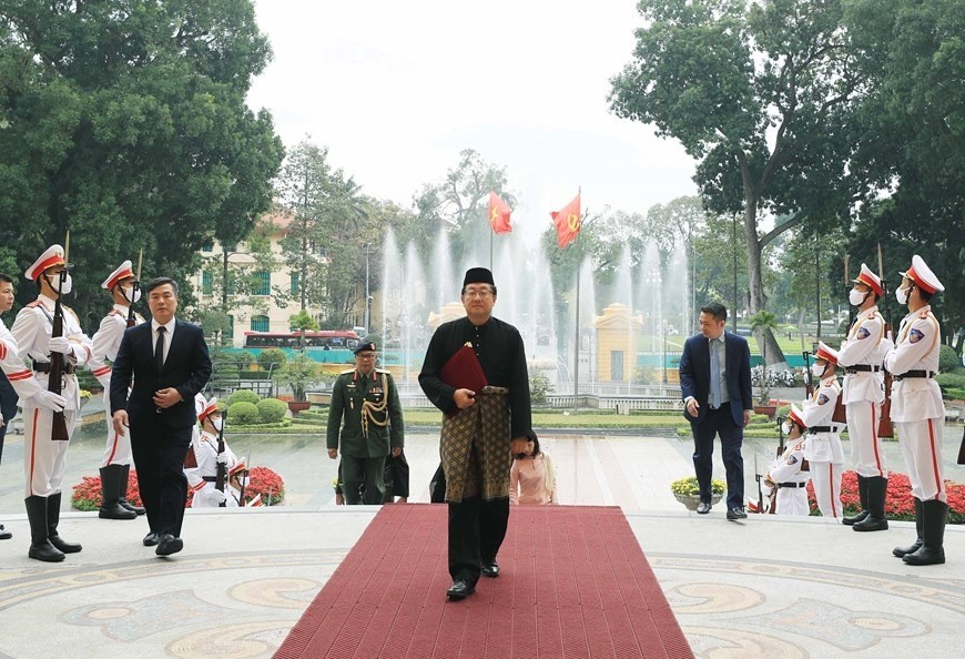 Hình ảnh Quyền Chủ tịch nước Võ Thị Ánh Xuân tiếp các đại sứ đến trình quốc thư ảnh 6