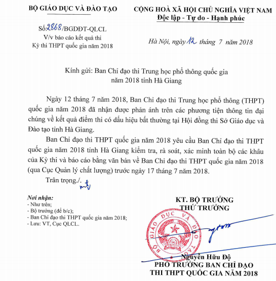 Bộ Giáo dục yêu cầu xác minh vụ điểm thi 'bất thường' ở Hà Giang ảnh 1
