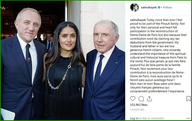 Chồng minh tinh Salma Hayek góp 100 triệu euro để phục dựng nhà thờ Đức Bà ảnh 1