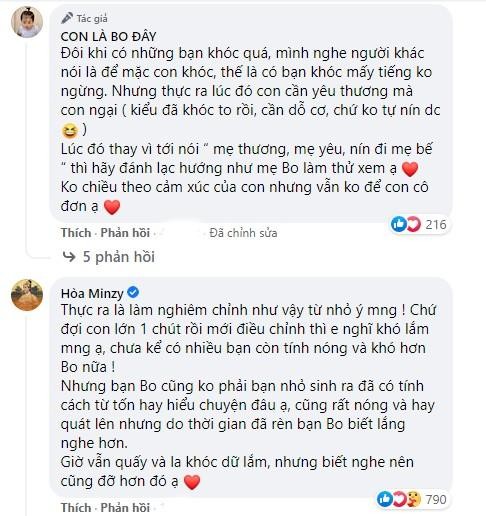 Hòa Minzy chia sẻ cách giúp bé Bo nín khóc, netizen trầm trồ về cách dạy con văn minh ảnh 2