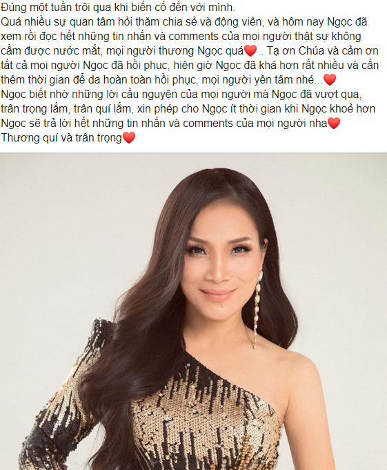 Hồng Ngọc chia sẻ sức khoẻ hiện tại sau bị bỏng nặng vì nổ nồi xông hơi ảnh 3