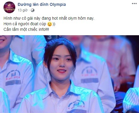 Xinh xắn nổi bật, nữ sinh được tìm kiếm sau chương trình 'Đường lên đỉnh Olympia' ảnh 1