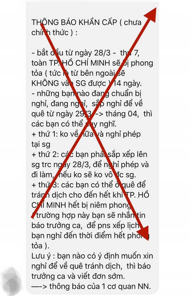 Thông tin phong toả TP HCM 14 ngày là bịa đặt ảnh 1
