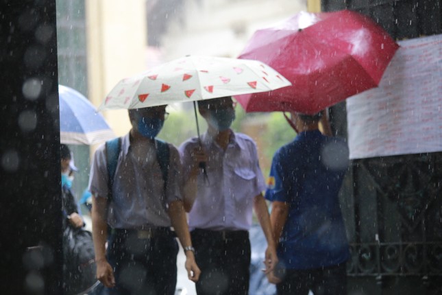 Sinh viên tình nguyện nhường áo mưa, che dù cho thí sinh lên phòng thi ảnh 8