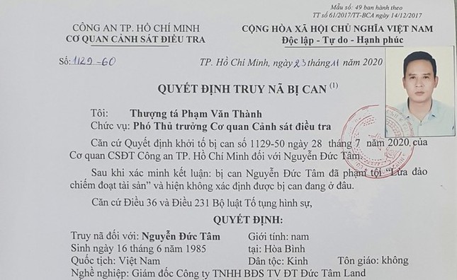 Công an truy nã Giám đốc Công ty Bất động sản Đức Tâm Land ảnh 1