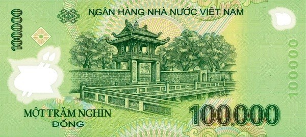 Trên tờ tiền mệnh giá 100.000 đồng là hình ảnh di tích lịch sử nào?
