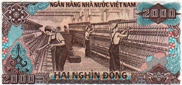 Tờ 2000 đồng là hình ảnh các cô công nhân đang làm việc tại Nhà máy dệt ở địa phương nào?