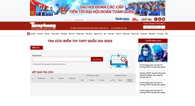 Tra cứu nhanh nhất điểm thi tốt nghiệp THPT 2023 trên Tiền Phong ảnh 1