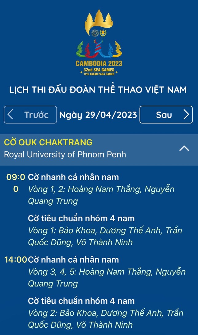Lịch thi đấu của đoàn thể thao Việt Nam tại SEA Games 32 ngày 29/4 cập nhật nhanh nhất ảnh 2