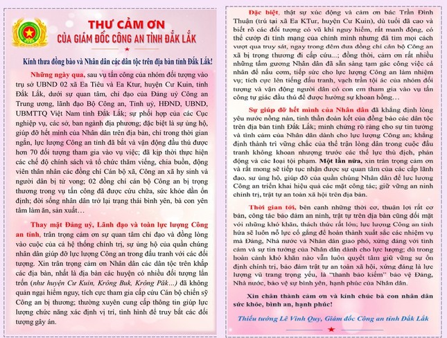 Giám đốc Công an Đắk Lắk cảm ơn người dân đã giúp đỡ và cứu đại úy bị thương ảnh 2