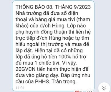 Một trường học ở Khánh Hòa trả lại tiền mua tivi cho phụ huynh ảnh 1
