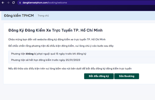 Thí điểm website đăng ký đăng kiểm xe trực tuyến tại TPHCM ảnh 1