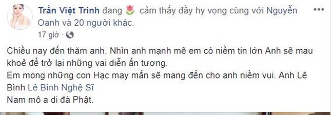 Món quà xúc động của Việt Trinh dành cho nghệ sĩ Lê Bình ảnh 1