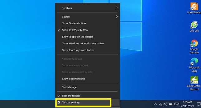 Hướng dẫn chuyển vị trí thanh taskbar trên Windows 10 ảnh 1