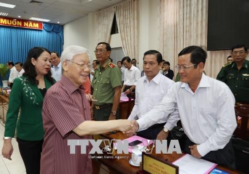 Tổng Bí thư Nguyễn Phú Trọng thăm, làm việc tại tỉnh An Giang ảnh 1